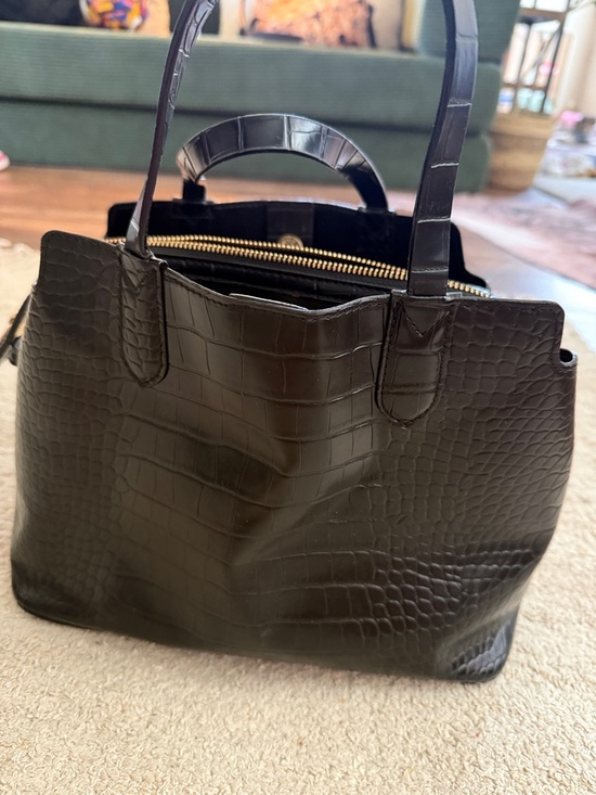 a new day Handbags - a new day Black Croc-Embossed Satchel with Top Handles